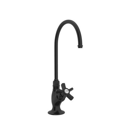 ROHL Filter Faucet In Matte Black With "C" Spout And Mini Five Spoke Handle A1635XMB-2